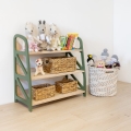 Montessori-Regal aus Holz für Kinderspielzeug – Modell Storyland in Militärgrün