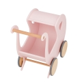 Baby Puppenwagen mit Namen, Holzkinderwagen ab 1 Jahr - Bubble Gum rosa, Baby Mädchen Geburtstagsgeschenk