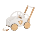 Wooden Push and Pull Toy Car with Name Baby Walker - First Road White, 1st Birthday Gift for Baby, Push Toy