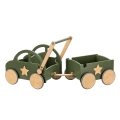 Wooden Push and pull Toy Car with Trailer - First Road + Magic Box Military Green