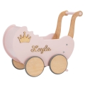 LIGHT RAINBOW Puppenwagen, Schiebespielzeug aus Holz, personalisiertes Spielzeug für einjähriges Mädchen