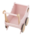 LIGHT RAINBOW puderrosa Baby Puppenwagen mit Holznamen, Kinderwagen Spielzeug, Holzkinderwagen für Baby Mädchen