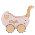 Puppenwagen aus Holz in Puderrosa, Geburtstagsgeschenk, Spielzeug für Baby-Mädchen, Lauflernhilfe, Lauflernwagen