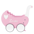 Pink Doll Carriage Baby Walker with Name and adjustment handle - Baby Push Toy for one year old