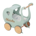 Mint  Doll's Pram Wooden Baby Walker with Name  for one-year-old baby girl - Bubble Gum