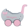 Wooden Doll's Carriage Toddler Walker + Name Retro style Baby Pusher for one year old girl