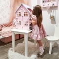 Domek drewniany dla lalek różowy dla dziewczynki