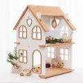 Drewniany domek dla lalek na prezent gwiazdkowy dla dziewczynki