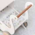 Holzpuppe Kinderwagen mit Namen Geschenk für Geburtstagskind Bubble Gum weiß mit Holz