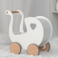 Holz Puppenwagen  mit Namen Geschenk für Mädchengeburtstag Bubble Gum weiß mit Holz