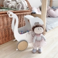Puppenwagen aus Holz mit Namen. Lauflernwagen. Erstes Geburtstagsgeschenk für ein einjähriges Mädchen