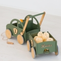 Wooden baby Push and Pull Toy Car with Trailer and adjustment handle Toddler walker first birthday gift for  baby boy
