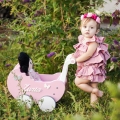 Pink Doll Baby Carriage Walker with Name and adjustment handle - Baby Push Toy for one year old girl