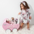 Pink Doll Baby Carriage Walker with Name and adjustment handle - Best gift idea for one year old baby girl
