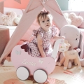 Sweet Pink Wooden Baby Doll Pram  Walker with Name Best First Birthday Gift Idea for Baby Girl