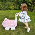 Wooden Baby Doll Stroller Toddler Walker with Name  for 12 month baby - Pink Pusher for girl