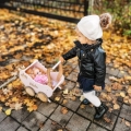 Personalisierter Holzpuppenwagen, Lauflernwagen, Lauflernhilfe puderrosa, Geschenk für Babyspielzeug