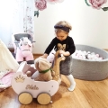 LIGHT RAINBOW Puppenwagen aus Holz mit Namen, Spielzeug für Babys im 1. Lebensjahr, Lauflernhilfe, Gehhilfe