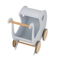 Vintage Puppenwagen aus Holz mit Namen BUBBLE GUM grau mit Holz. Kinderwagen fur Puppen, Lauflernwagen