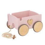 Wooden Toy Pull Trailer with Name and Decors - Magic Box Powder Pink