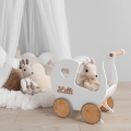 Kinderwagen für Puppen ab 1 Jahr, Lauflernwagen aus Holz mit Personalisierung, Geschenk für Baby zum Geburtstag