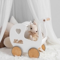Lauflernwagen ab 1 Jahr, Puppenwagen aus Holz mit Personalisierung, Geschenk für Baby zum Geburtstag