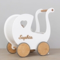 Puppenwagen ab 1 Jahr, Lauflernhilfe aus Holz, personalisiertes Geburtstagsgeschenk für Baby