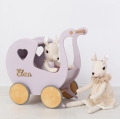 Hölzerne Puppe Kinderwagen mit und Bettzeug, personalisierte 1. Geburtstag Geschenke für Mädchen
