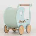 Wooden Doll Pram for 1 Year Old, Baby Girl Gift Idea, Personalized 1st Birthday Gift, Toddler Walker
