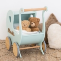 Kinderwagen aus Holz für einen Mädchengeburtstag, Puppenwagen. Personalisiertes Geburtstagsgeschenk